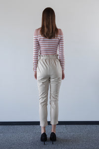 Trousers in vegan leather beige